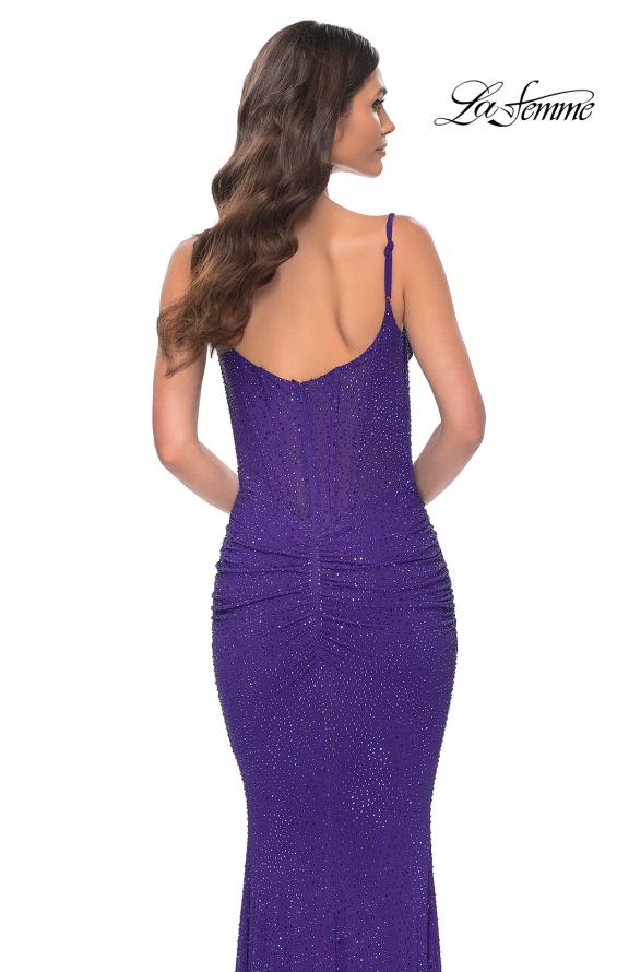 La Femme 31932 prom dress images.  La Femme 31932 is available in these colors: Indigo, Nude.