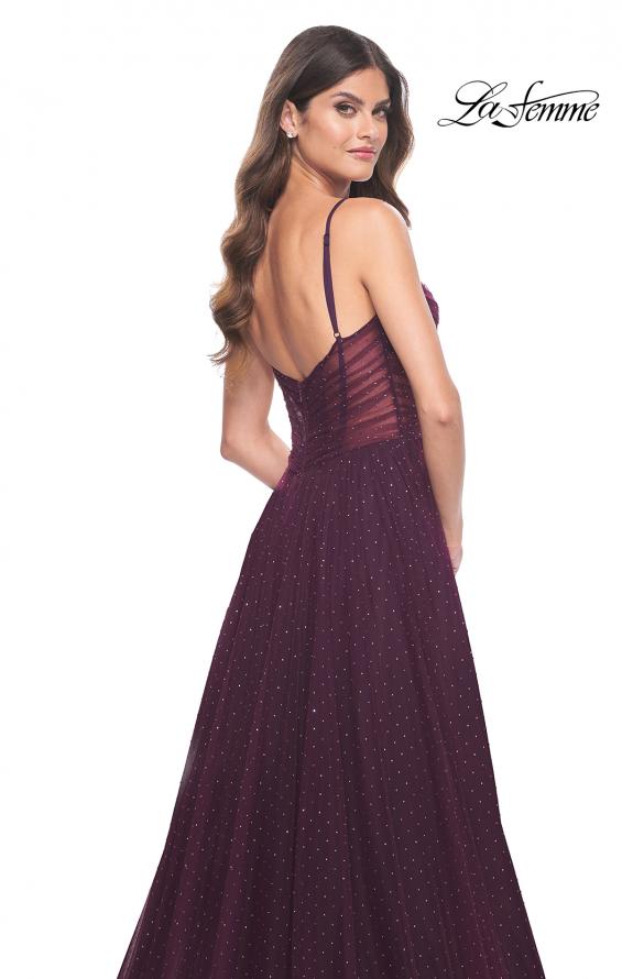 La Femme 31970 prom dress images.  La Femme 31970 is available in these colors: Black, Dark Berry, Dark Emerald.