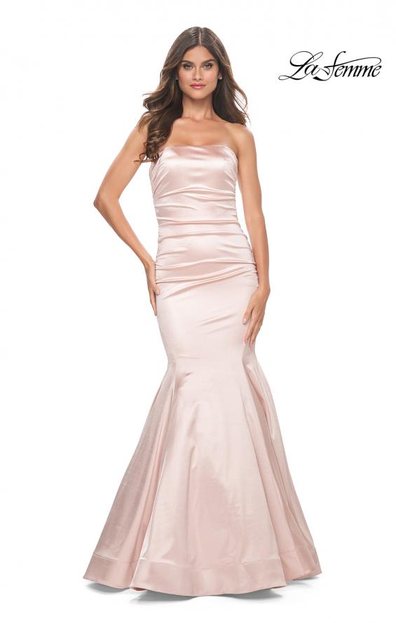 La Femme 31980 prom dress images.  La Femme 31980 is available in these colors: Champagne, Hot Pink, Navy.