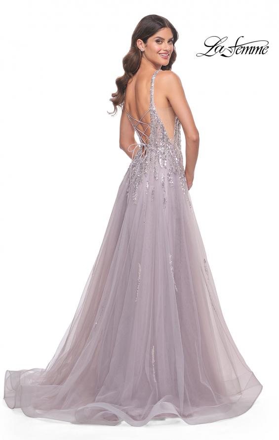 La Femme 31995 prom dress images.  La Femme 31995 is available in these colors: Dusty Mauve.