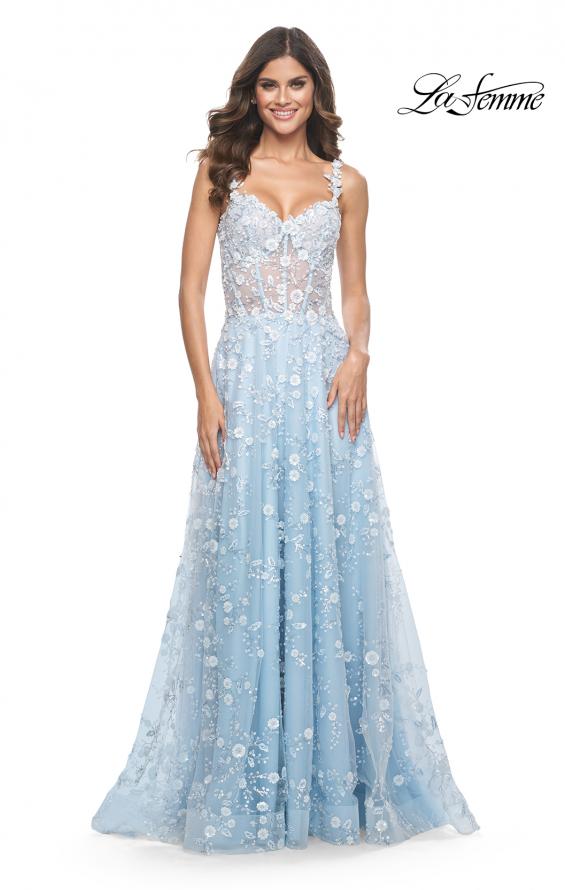 La Femme 31996 prom dress images.  La Femme 31996 is available in these colors: Lavender, Light Blue, Pink.