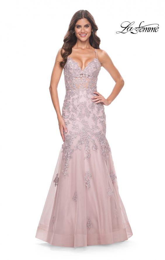 La Femme 32004 prom dress images.  La Femme 32004 is available in these colors: Lilac Mist, Mauve.