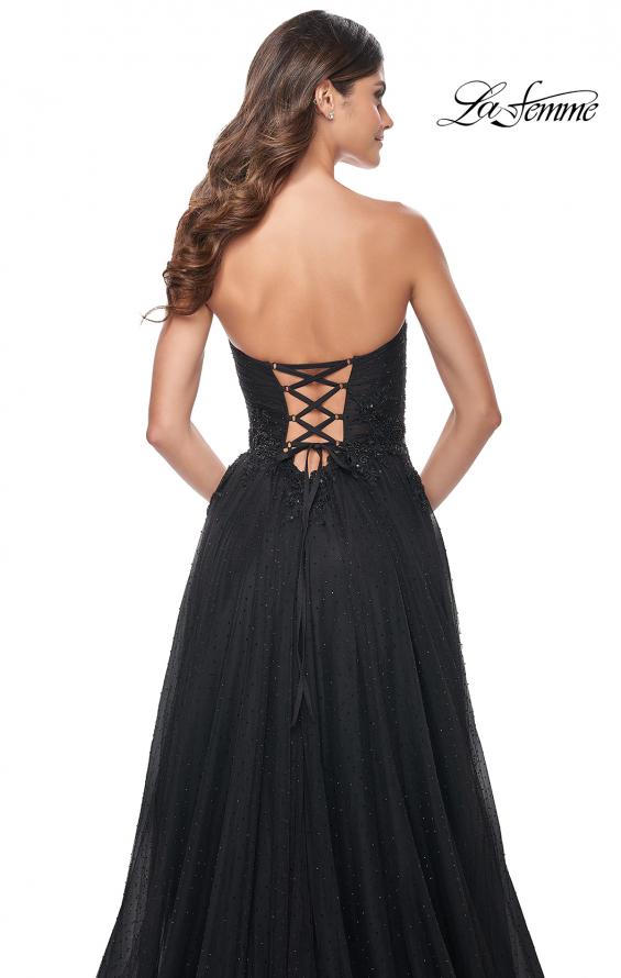 La Femme 32005 prom dress images.  La Femme 32005 is available in these colors: Black.