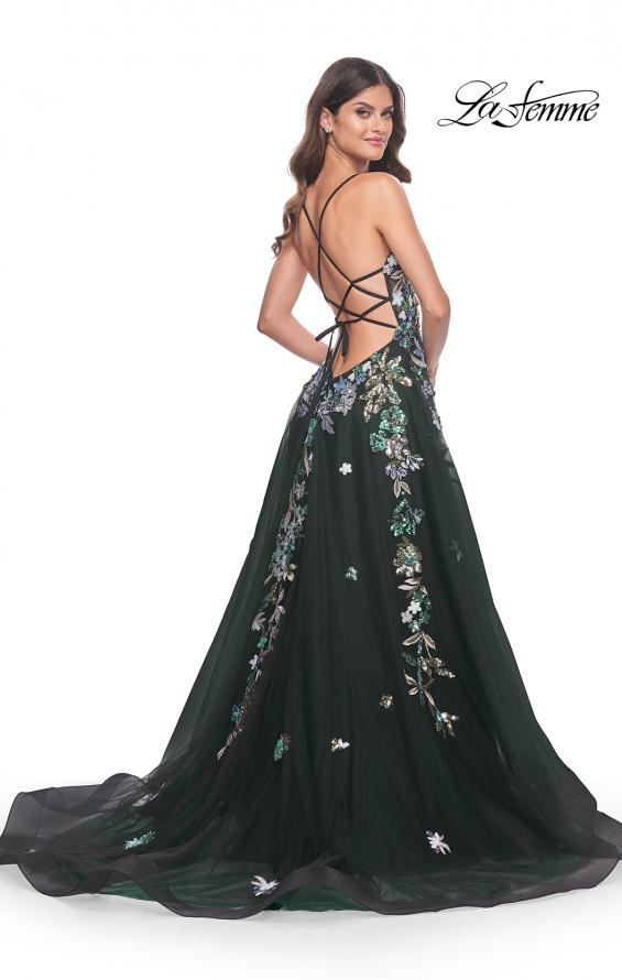 La Femme 32023 prom dress images.  La Femme 32023 is available in these colors: Black, Navy.