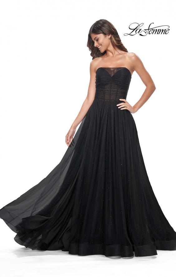 La Femme 32029 prom dress images.  La Femme 32029 is available in these colors: Black.