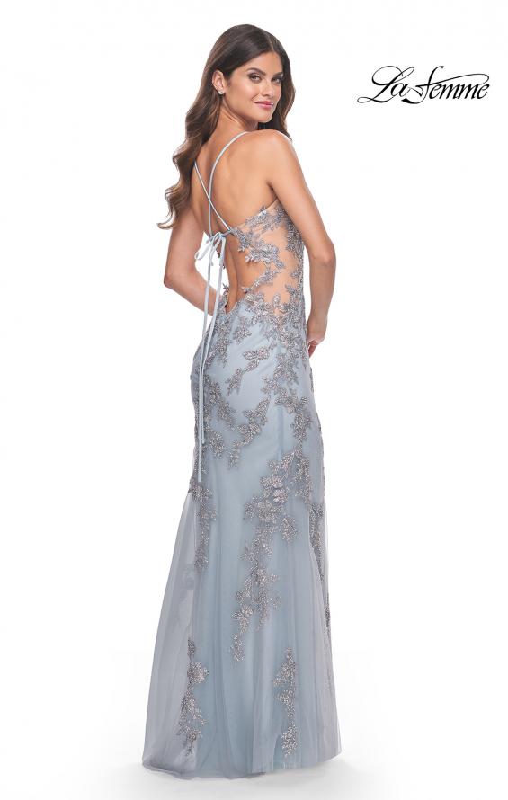 La Femme 32074 prom dress images.  La Femme 32074 is available in these colors: Light Blue.