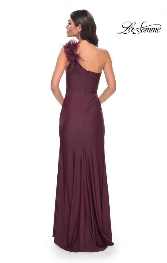 La Femme 32076 prom dress images.  La Femme 32076 is available in these colors: Black, Dark Wine, Royal Blue, White.