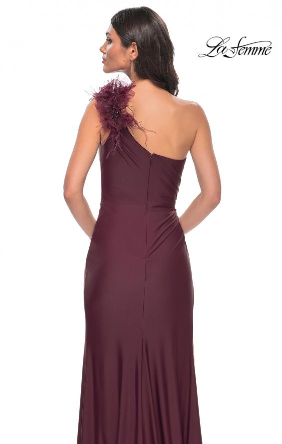 La Femme 32076 prom dress images.  La Femme 32076 is available in these colors: Black, Dark Wine, Royal Blue, White.