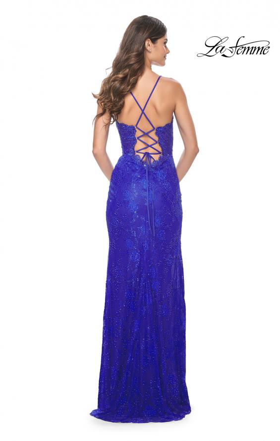 La Femme 32080 prom dress images.  La Femme 32080 is available in these colors: Black, Royal Blue.