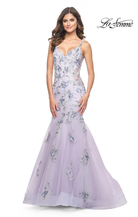 La Femme 32091 prom dress images.  La Femme 32091 is available in these colors: Lavender Gray.