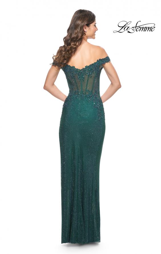 La Femme 32116 prom dress images.  La Femme 32116 is available in these colors: Black, Emerald, Marine Blue.