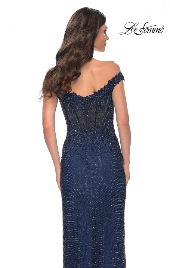 La Femme 32116 prom dress images.  La Femme 32116 is available in these colors: Black, Emerald, Marine Blue.