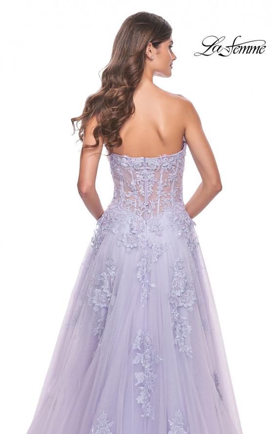 La Femme 32145 prom dress images.  La Femme 32145 is available in these colors: Light Periwinkle.