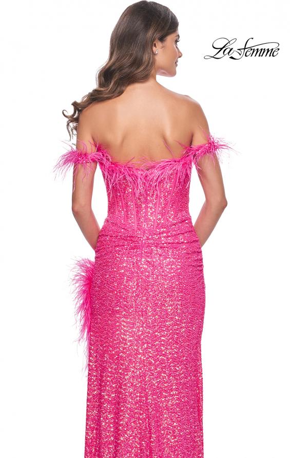 La Femme 32150 prom dress images.  La Femme 32150 is available in these colors: Neon Pink.