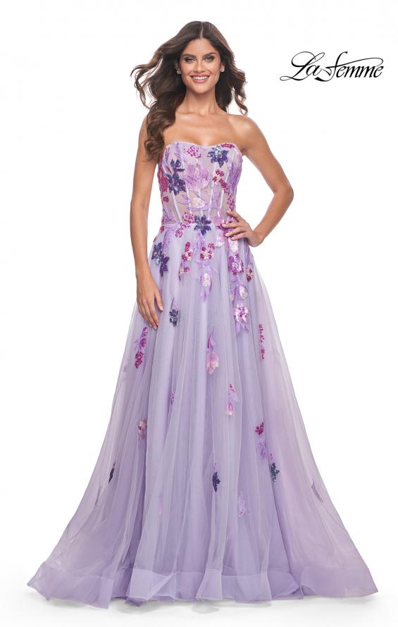 La Femme 32156 prom dress images.  La Femme 32156 is available in these colors: Lavender.