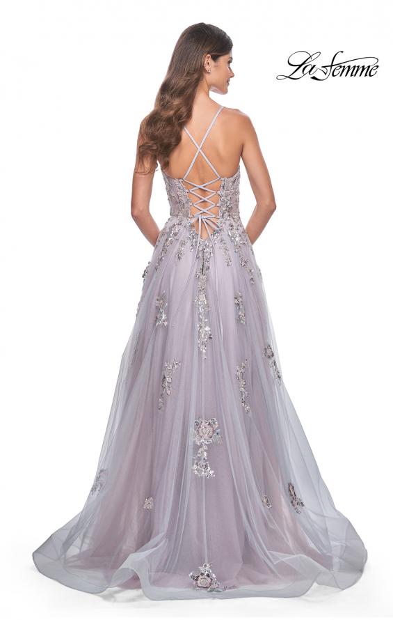 La Femme 32200 prom dress images.  La Femme 32200 is available in these colors: Lavender/Gray.