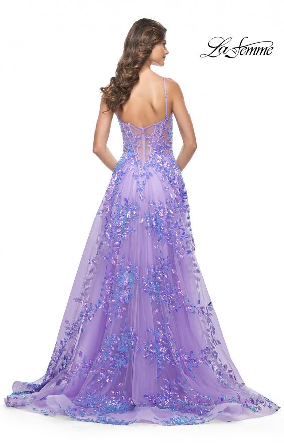 La Femme 32223 prom dress images.  La Femme 32223 is available in these colors: Blue, Periwinkle, Pink.