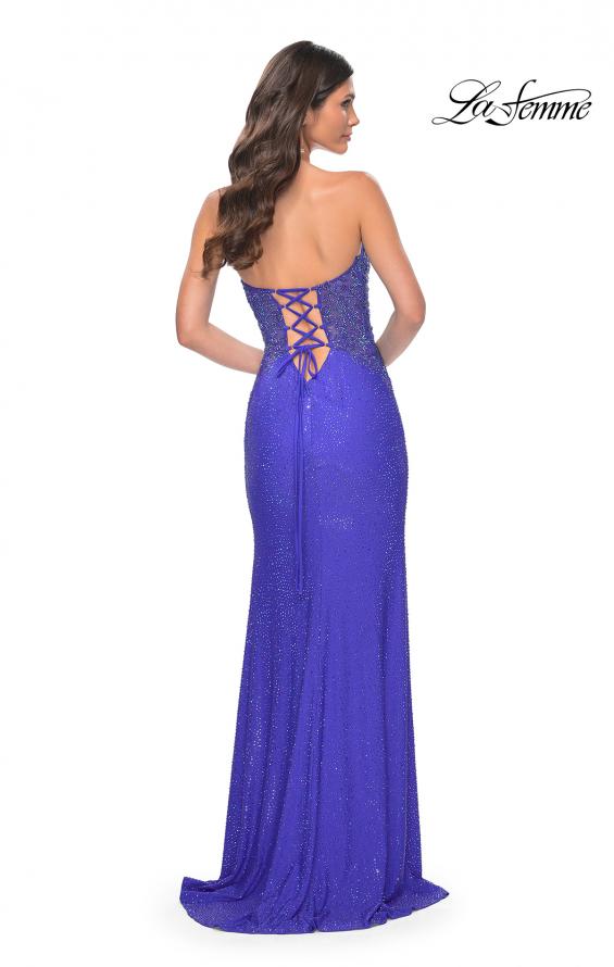 La Femme 32245 prom dress images.  La Femme 32245 is available in these colors: Dark Emerald, Royal Blue.