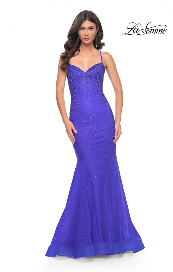 La Femme 32273 prom dress images.  La Femme 32273 is available in these colors: Hot Fuchsia, Jade, Royal Blue.