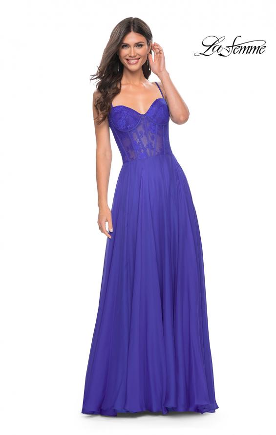 La Femme 32276 prom dress images.  La Femme 32276 is available in these colors: Black, Red, Royal Blue.