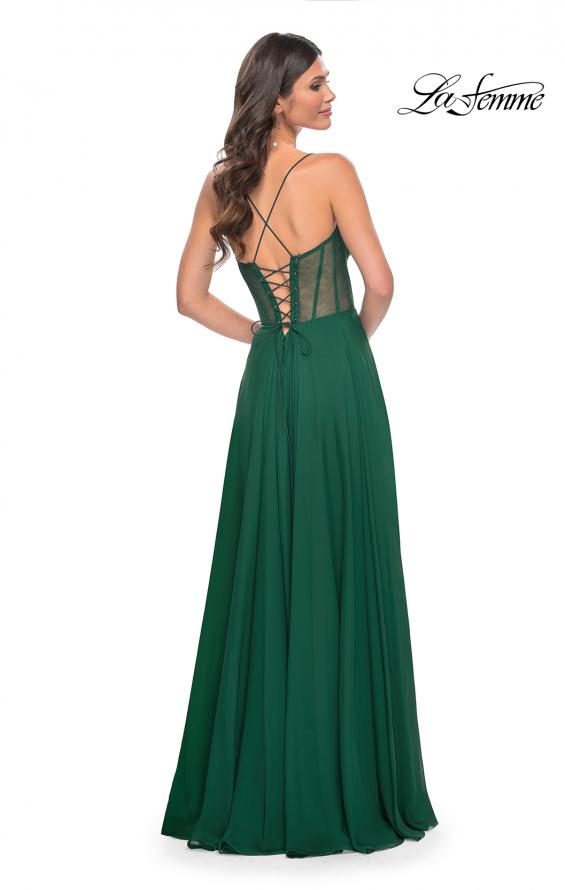 La Femme 32296 prom dress images.  La Femme 32296 is available in these colors: Black, Emerald.