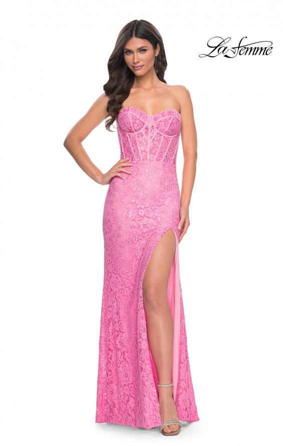 La Femme 32298 prom dress images.  La Femme 32298 is available in these colors: Papaya, Pink.