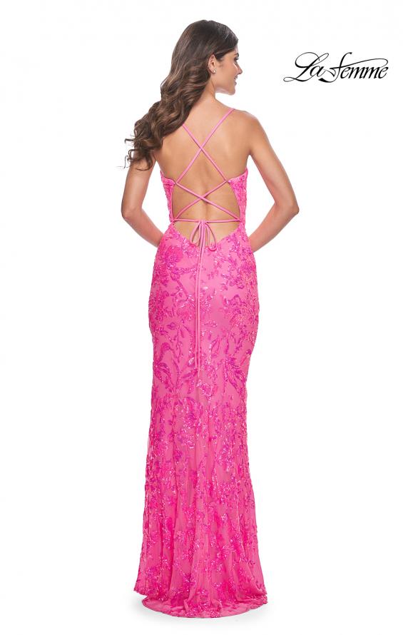 La Femme 32332 prom dress images.  La Femme 32332 is available in these colors: Neon Pink.