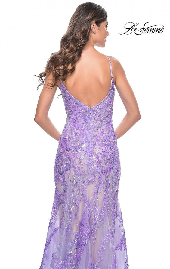 La Femme 32333 prom dress images.  La Femme 32333 is available in these colors: Champagne, Coral, Lavender.