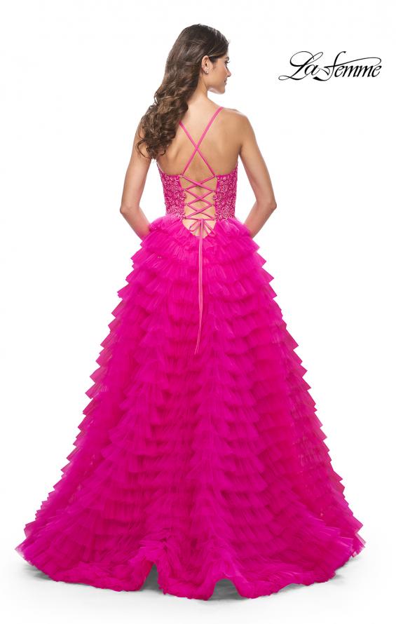 La Femme 32334 prom dress images.  La Femme 32334 is available in these colors: Hot Fuchsia.