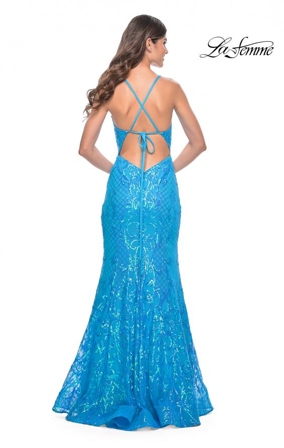 La Femme 32337 prom dress images.  La Femme 32337 is available in these colors: Aqua, Lavender, Neon Pink.