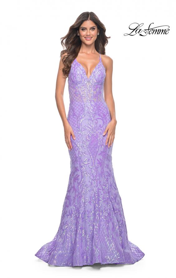 La Femme 32337 prom dress images.  La Femme 32337 is available in these colors: Aqua, Lavender, Neon Pink.