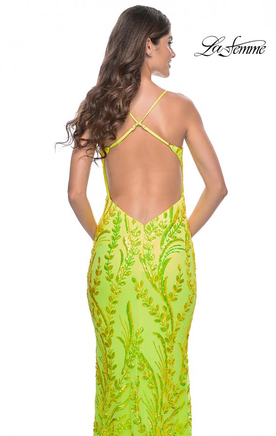 La Femme 32343 prom dress images.  La Femme 32343 is available in these colors: Bright Green, Orange.