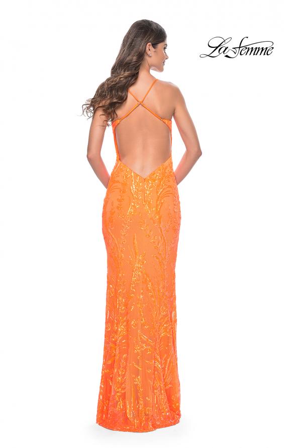 La Femme 32343 prom dress images.  La Femme 32343 is available in these colors: Bright Green, Orange.