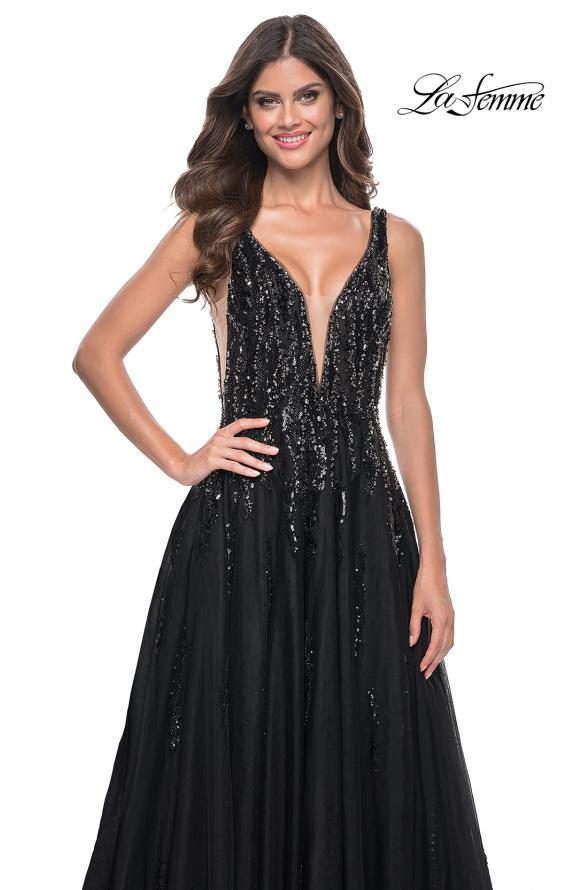 La Femme 32345 prom dress images.  La Femme 32345 is available in these colors: Black.