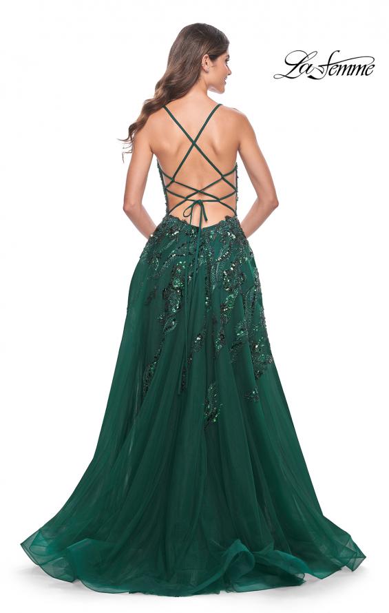 La Femme 32346 prom dress images.  La Femme 32346 is available in these colors: Emerald, Navy.