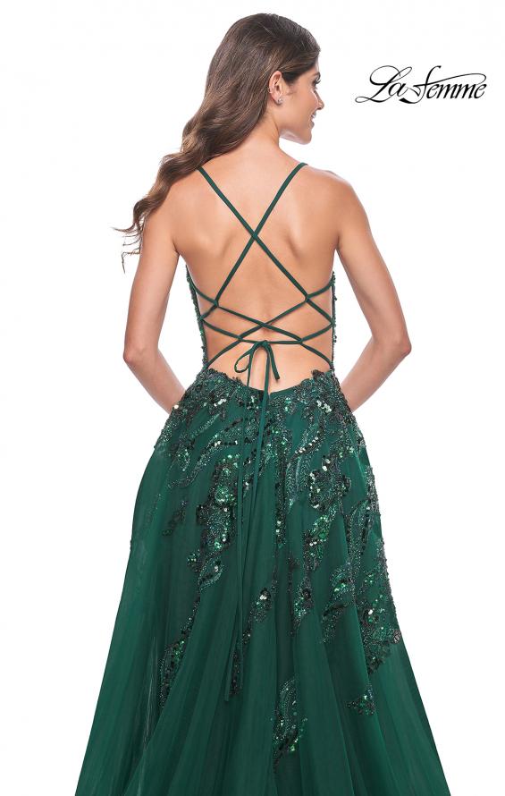 La Femme 32346 prom dress images.  La Femme 32346 is available in these colors: Emerald, Navy.