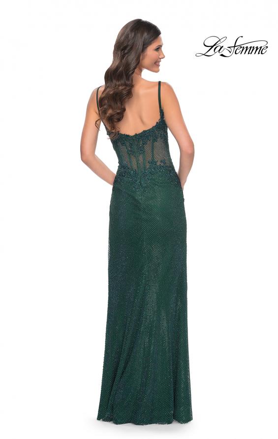 La Femme 32409 prom dress images.  La Femme 32409 is available in these colors: Dark Emerald, Royal Blue.