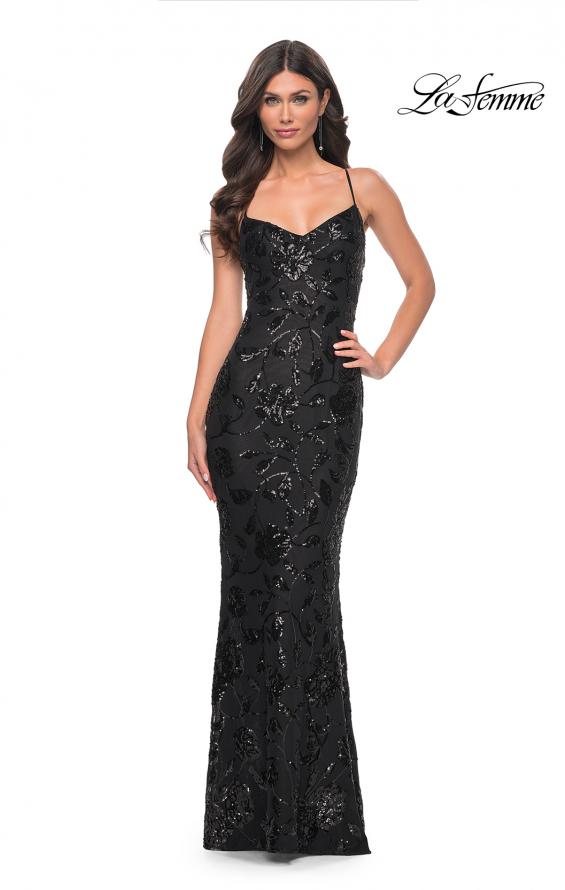 La Femme 32415 prom dress images.  La Femme 32415 is available in these colors: Black.