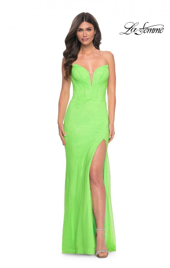 La Femme 32417 prom dress images.  La Femme 32417 is available in these colors: Bright Green.