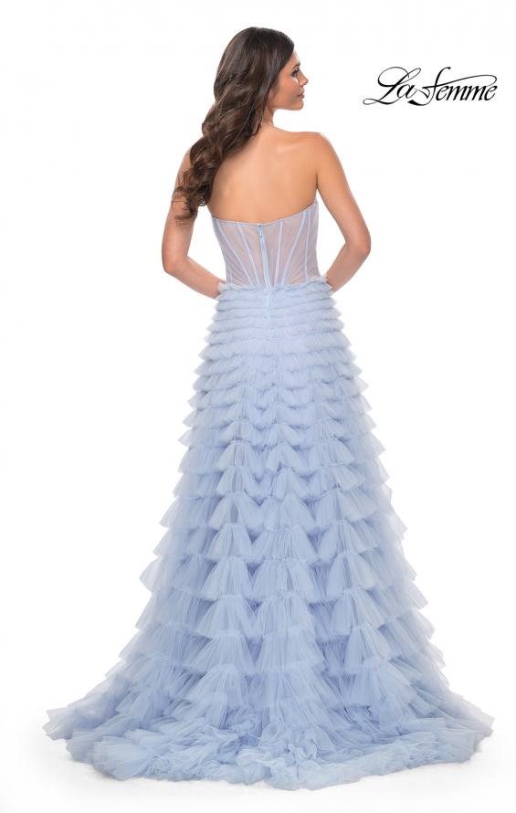 La Femme 32447 prom dress images.  La Femme 32447 is available in these colors: Light Periwinkle.