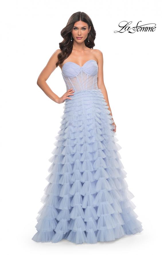 La Femme 32447 prom dress images.  La Femme 32447 is available in these colors: Light Periwinkle.