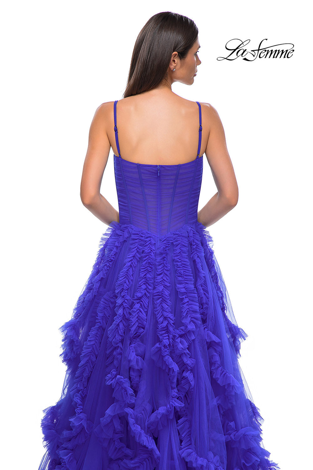 La Femme 32719 prom dress images.  La Femme 32719 is available in these colors: Black, Red, Royal Blue.