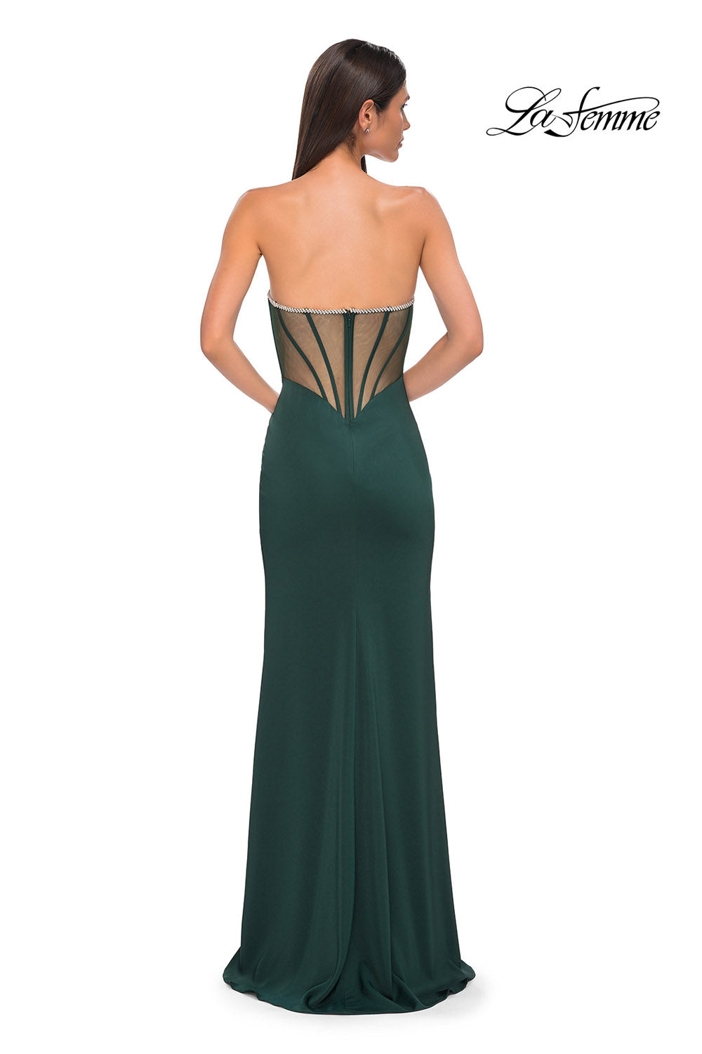 La Femme 32733 prom dress images.  La Femme 32733 is available in these colors: Black, Dark Emerald, Red, Royal Blue.