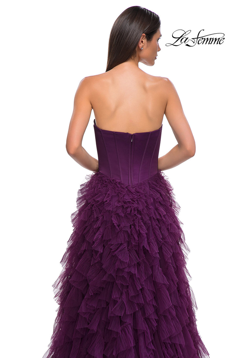 La Femme 32760 prom dress images.  La Femme 32760 is available in these colors: Black, Dark Berry.