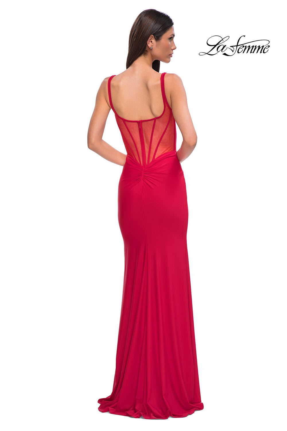 La Femme 32763 prom dress images.  La Femme 32763 is available in these colors: Black, Dark Teal, Red, Royal Blue.