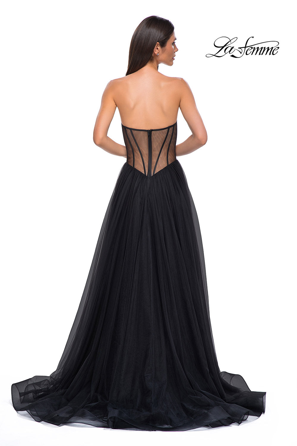 La Femme 32771 prom dress images.  La Femme 32771 is available in these colors: Black.