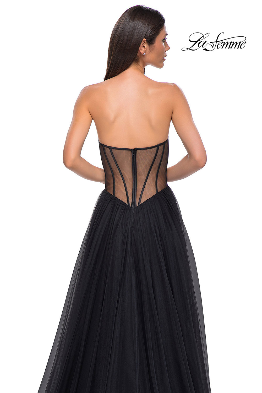 La Femme 32771 prom dress images.  La Femme 32771 is available in these colors: Black.