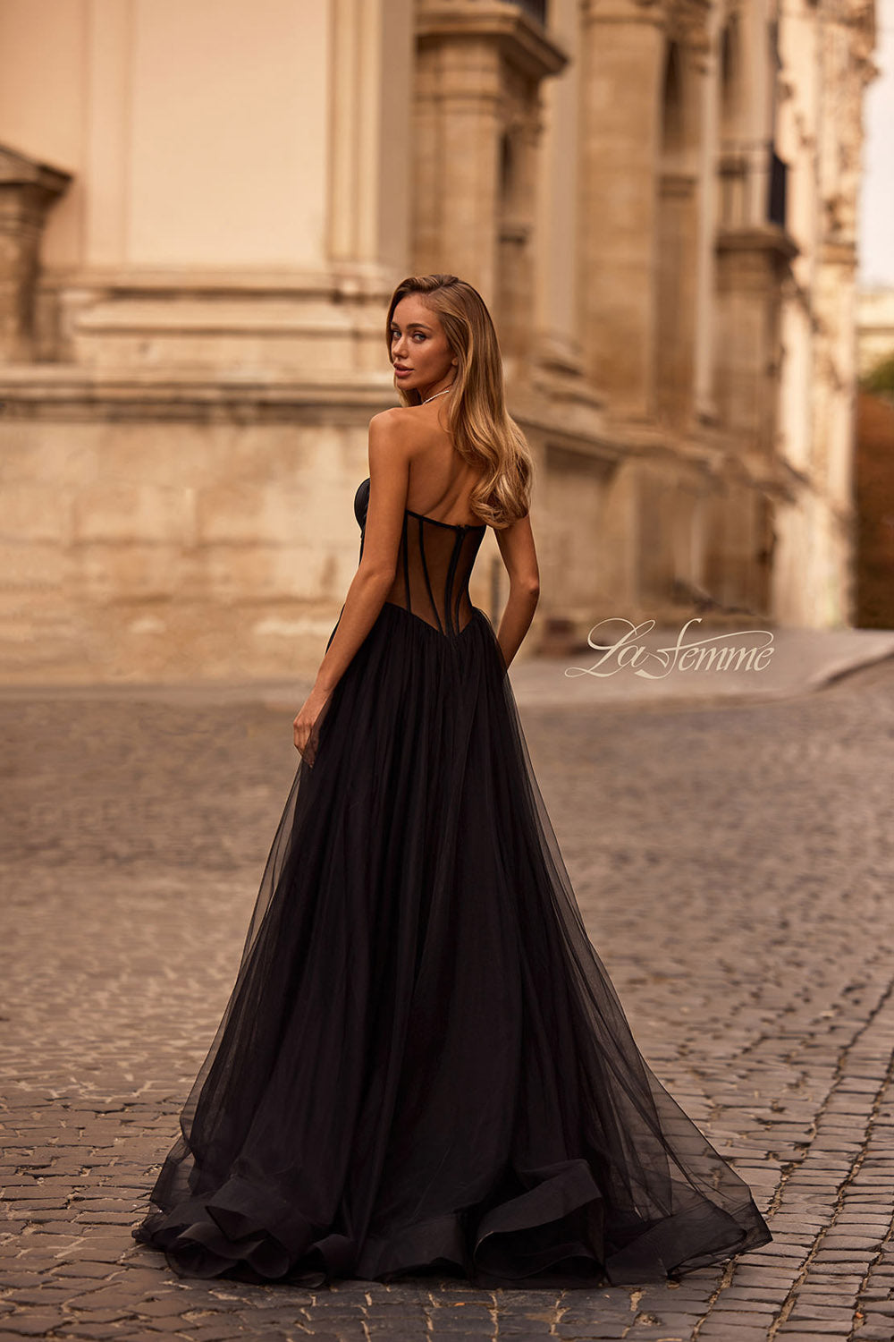 La Femme 32771 prom dress images.  La Femme 32771 is available in these colors: Black.