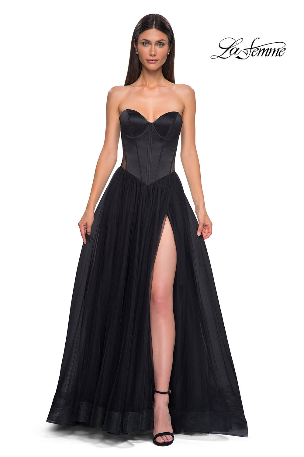 La Femme 32771 prom dress images.  La Femme 32771 is available in these colors: Black.