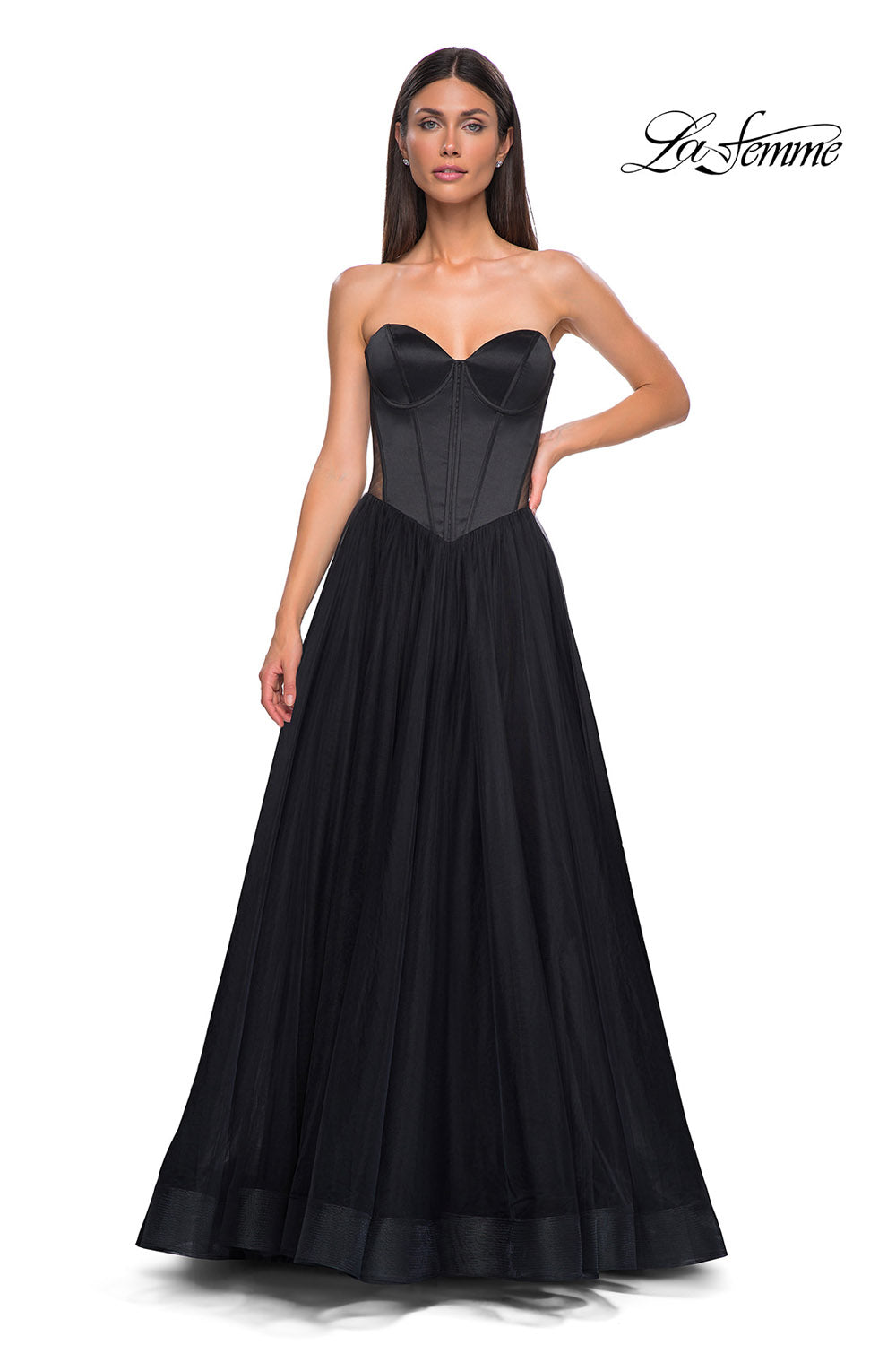 La Femme 32771 prom dress images.  La Femme 32771 is available in these colors: Black.